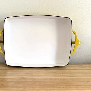 Mid Century Modern Dansk Kobenstyle Yellow Enamel Pan Lasagna Pan with H…